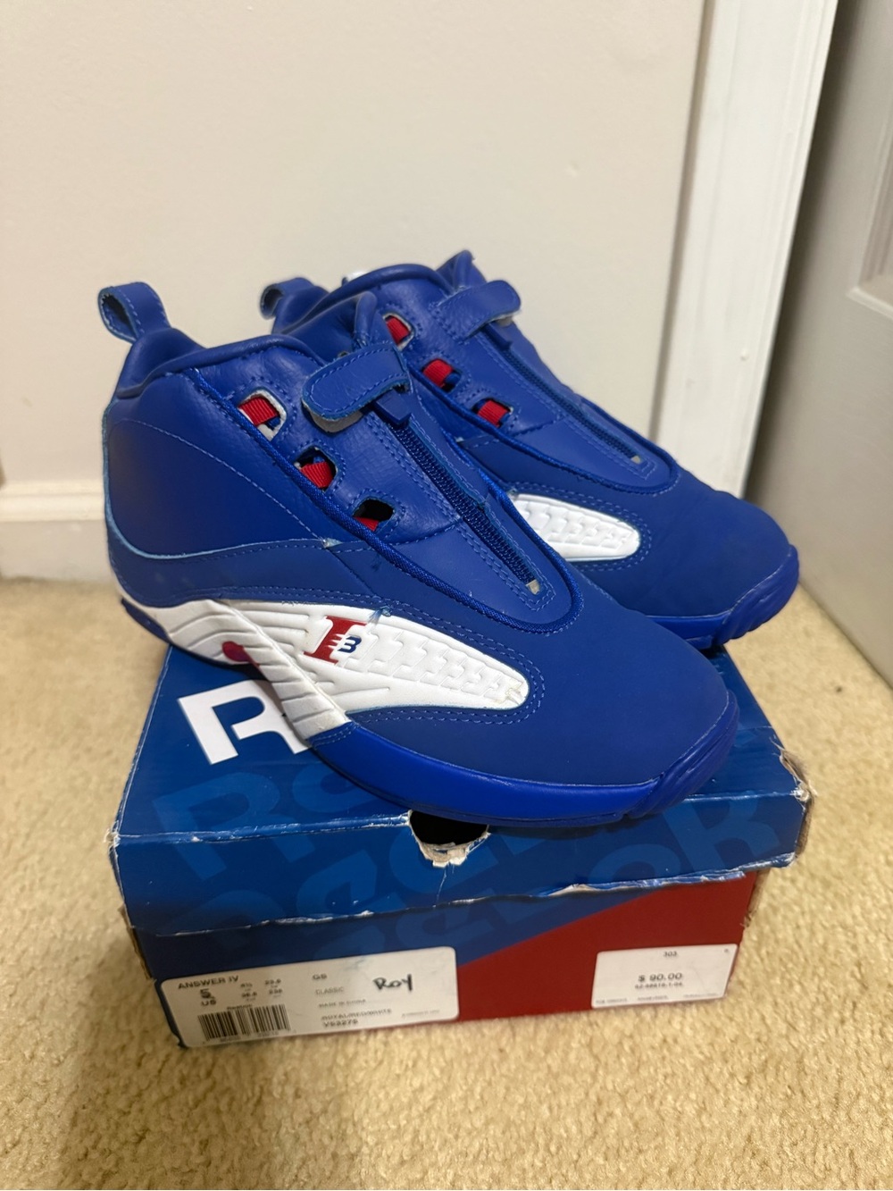 Reebok Kids Royal Blue Sneakers with White & Red Accents